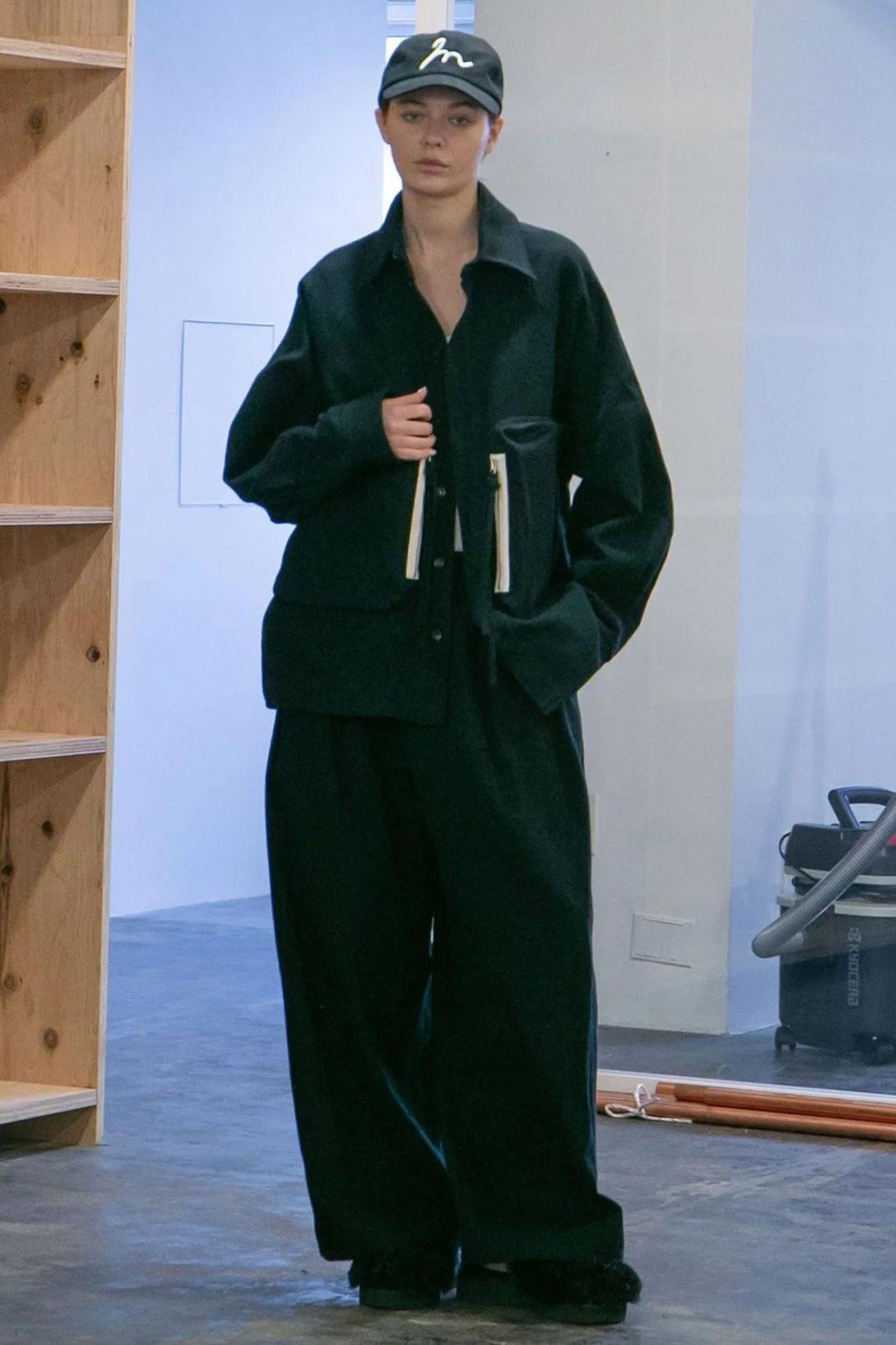 [ラスト1点] ORGANIC COTTON FLANNEL RAGLAN OVERSIZE SHIRT | BLACK | シャツアウター