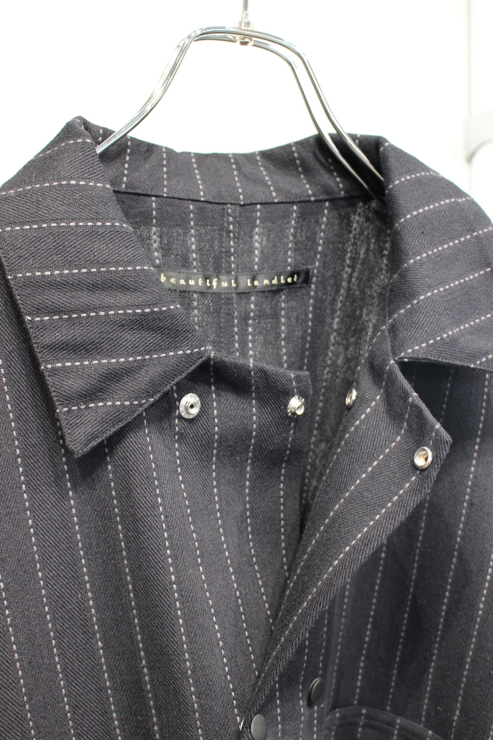 DOBBYSTRIPE / HERRINGBONE COVERALL JACKET | BLACK | カバーオール