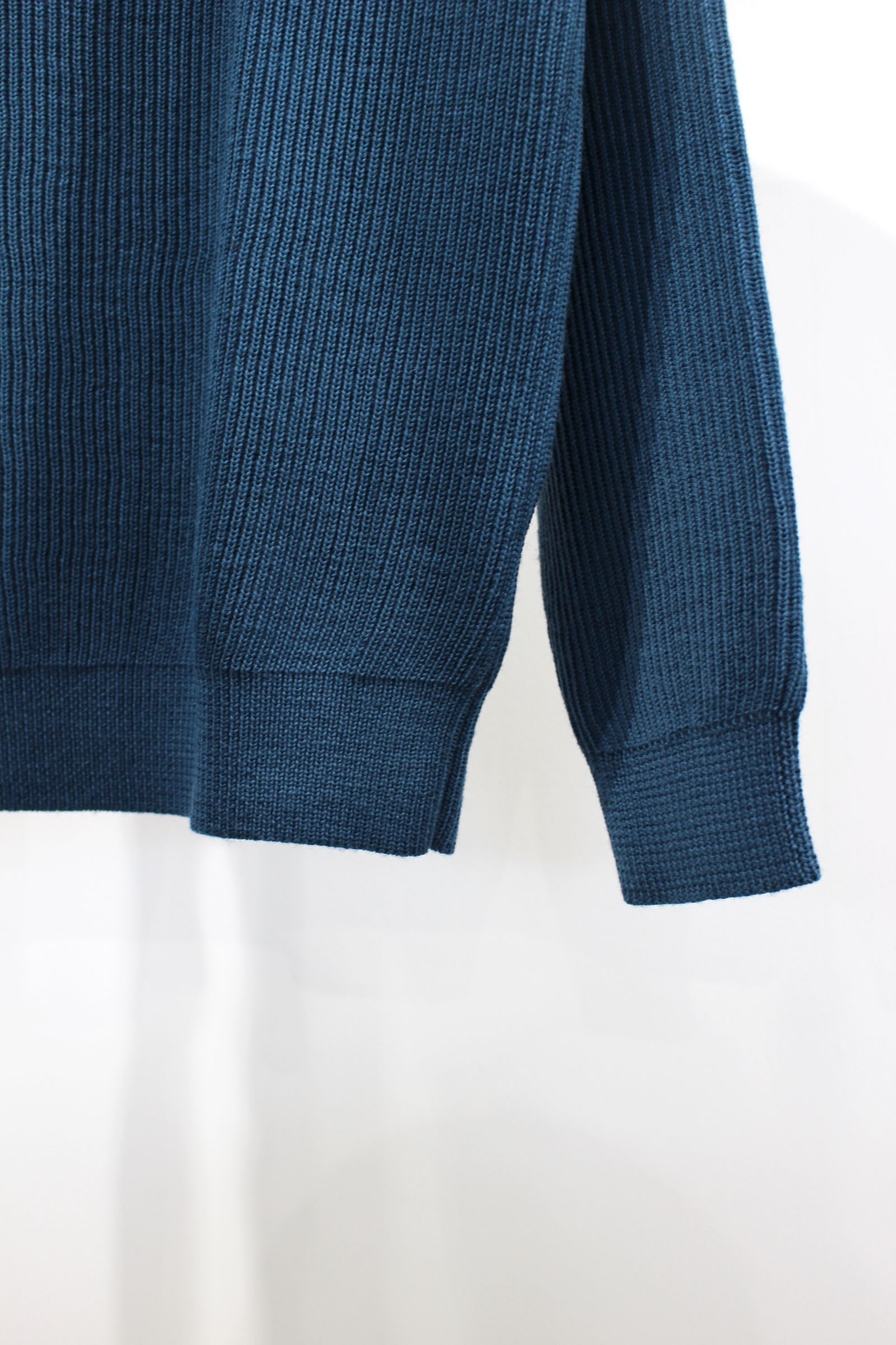 SHETLAND WOOL LOW GAGE CREW NECK KNIT/BLUE