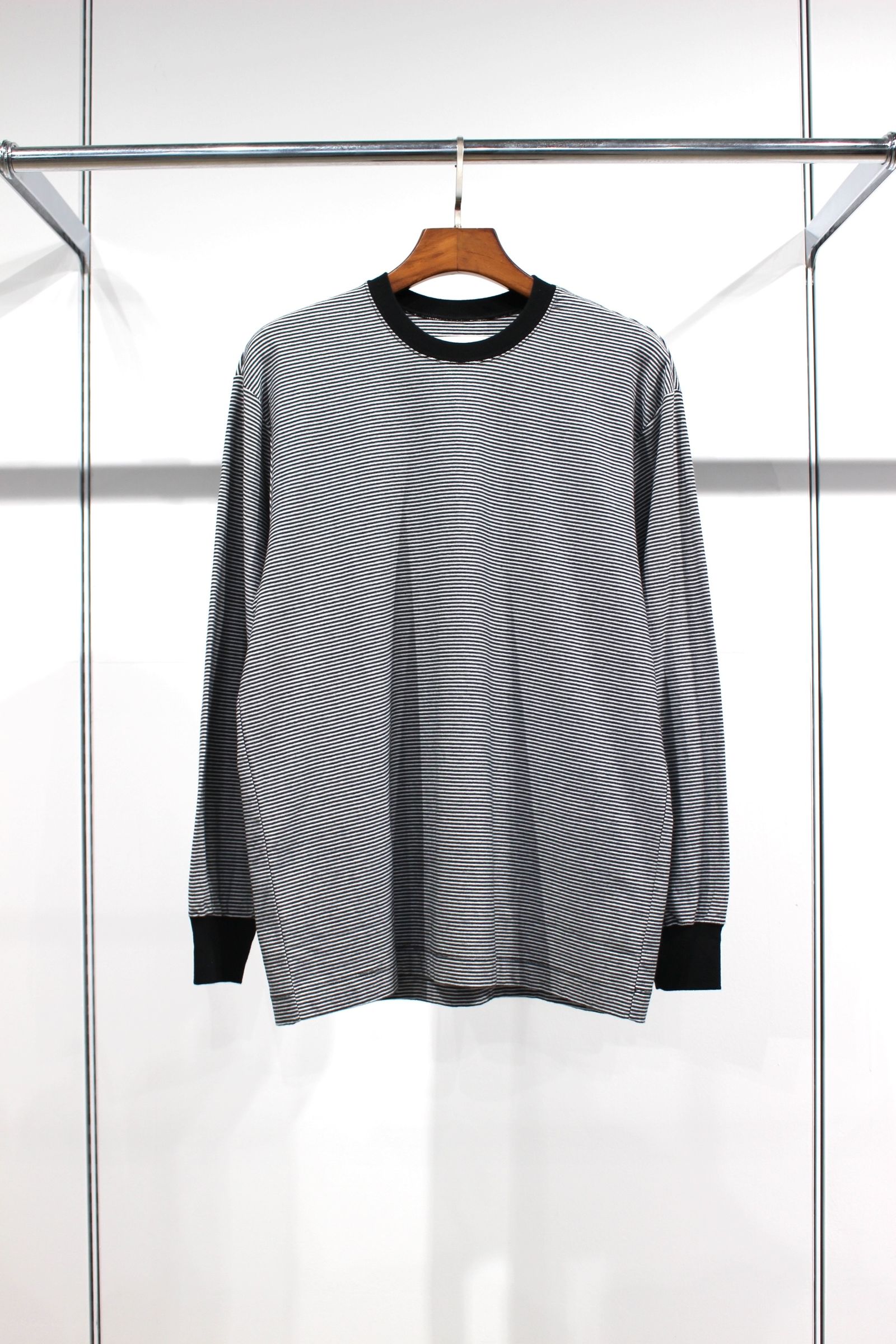 VICTOR L/S BORDER TEE/カットソー/BLACK