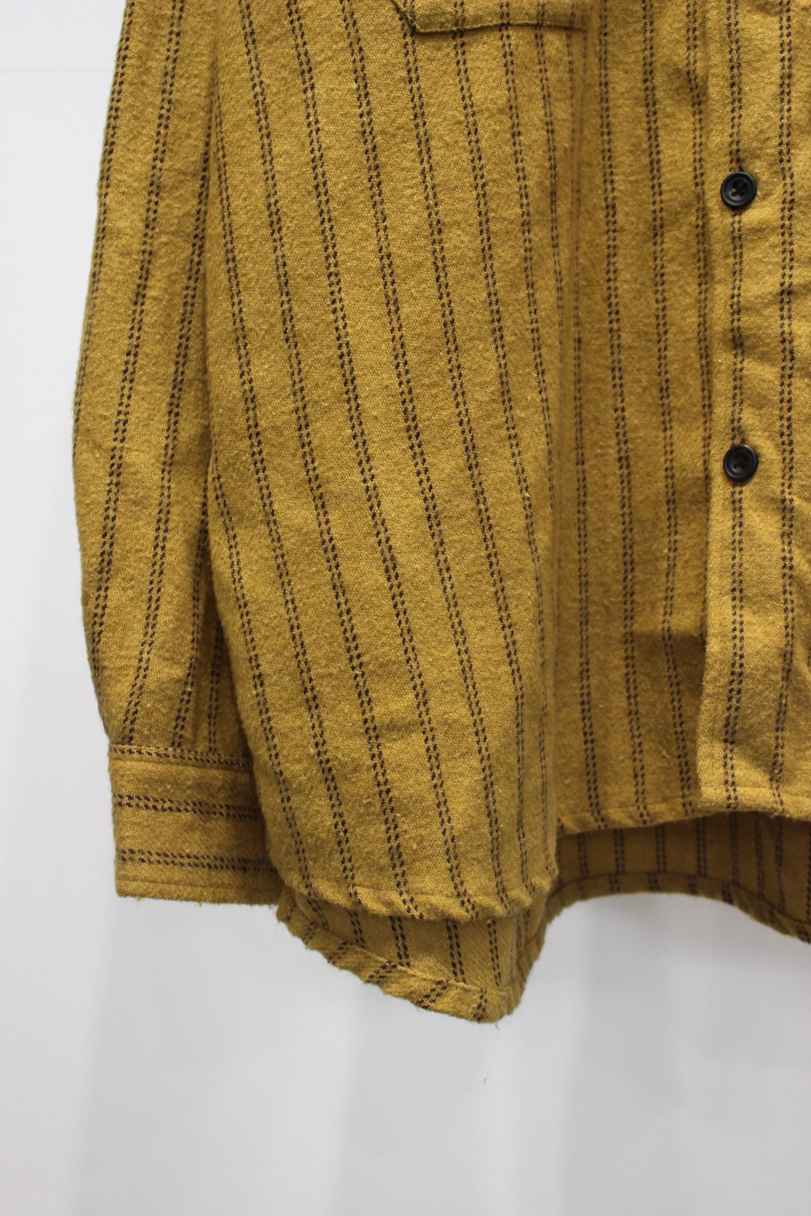 STRIPE BOXY WORK SHIRT | MUSTARD | シャツ