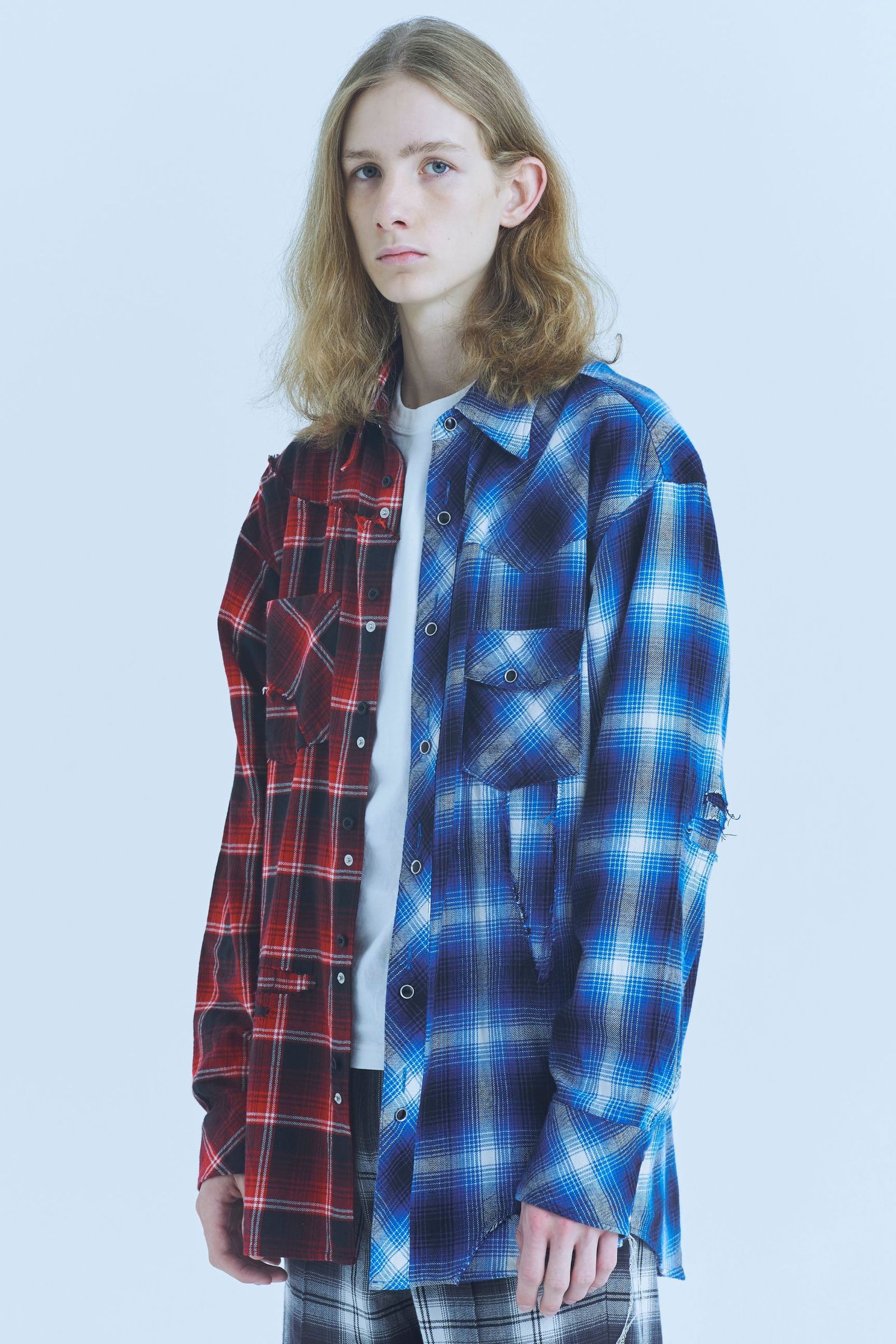 Remake shirt | BLU-RED | シャツ