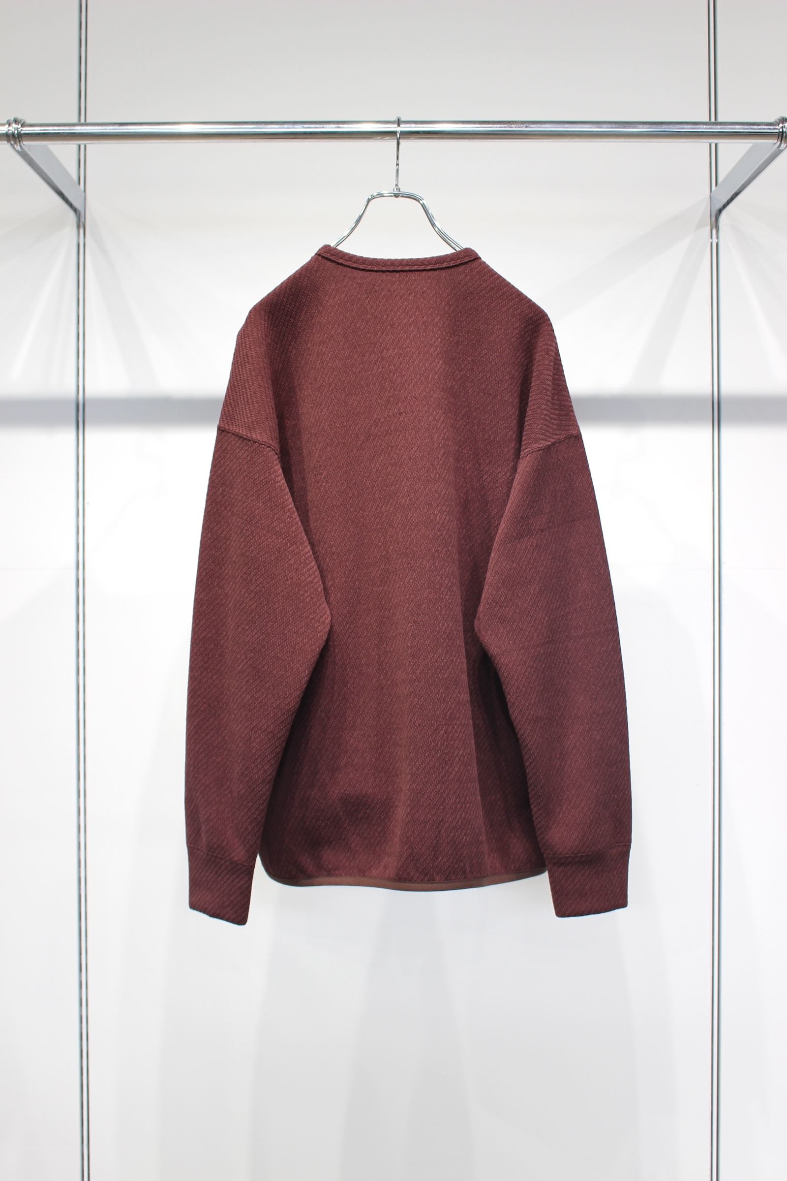 MOLLE YARN TWILL KNIT P/O | BORDEAUX | クルーネックプルオーバー