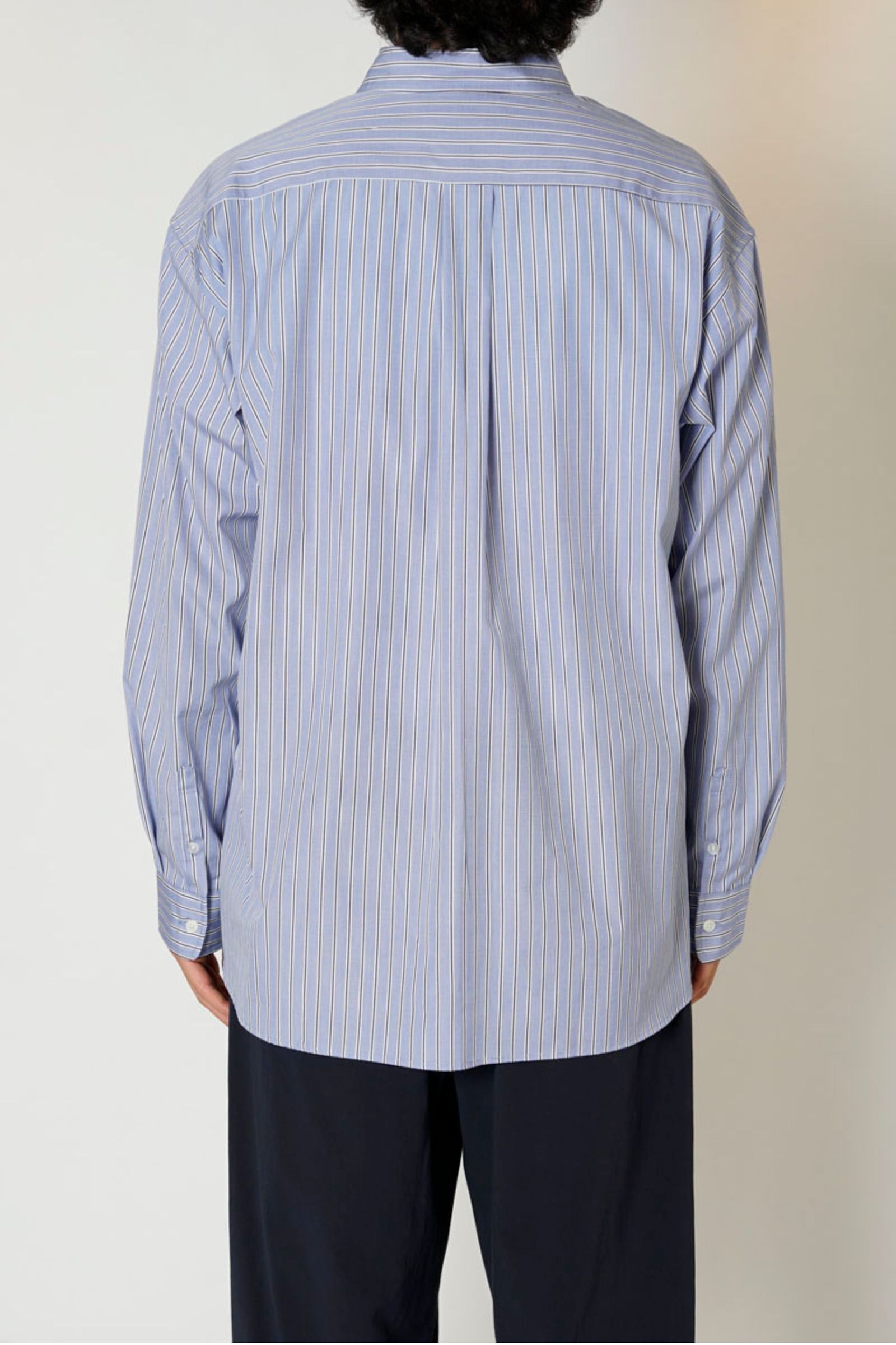 T.M. STRIPE REGULAR COLLAR L/S SHIRT/BLUE STRIPE
