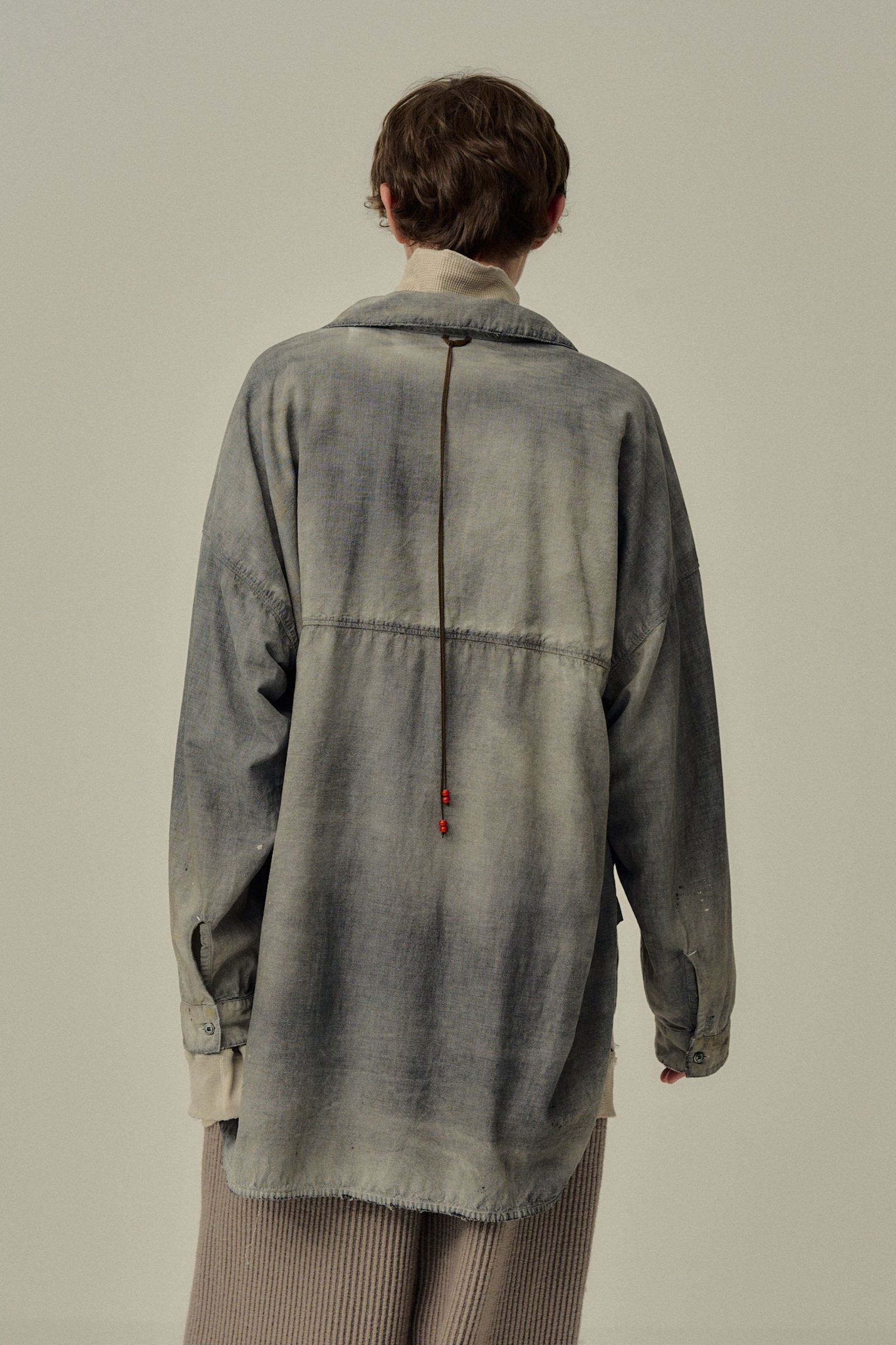 AGING CHAMBRAY LONG SHIRT | BLACK | シャンブレーシャツ