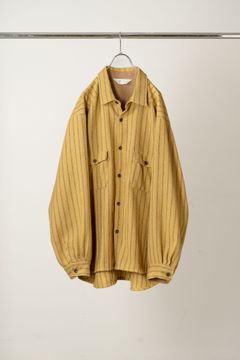 STRIPE BOXY WORK SHIRT | MUSTARD | シャツ