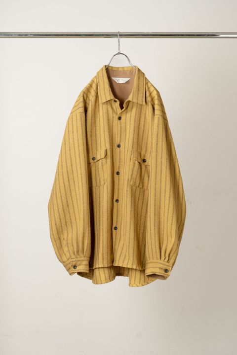 STRIPE BOXY WORK SHIRT | MUSTARD | シャツ