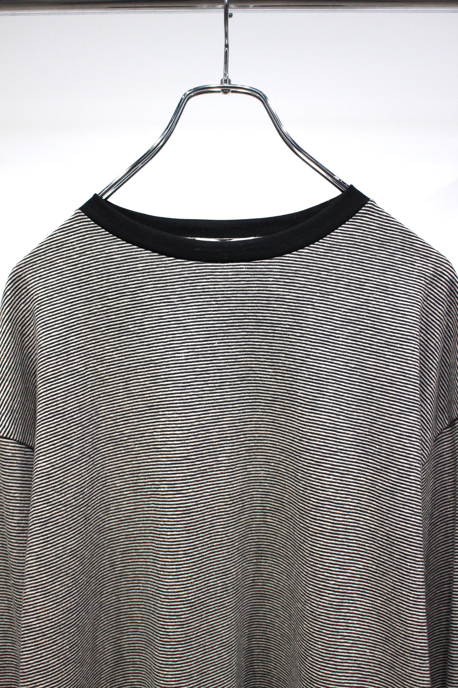 [ラスト1点] COTTON HEMP BORDER L/S TEE | BLACK | カットソー