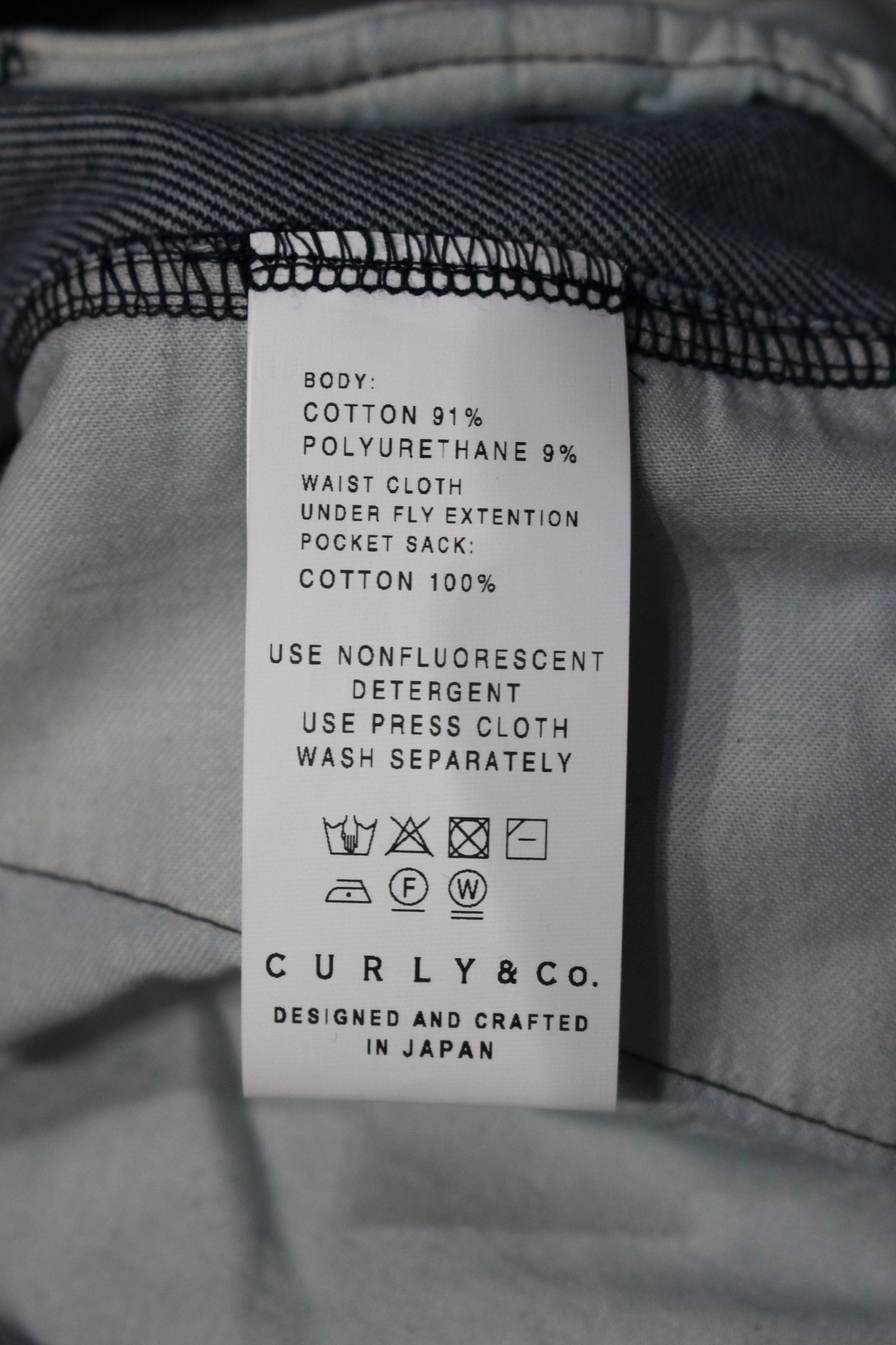 INDIGO 1TUCK EZ TAPERED SLACKS -ONE WASHED-/WASHED INDIGO