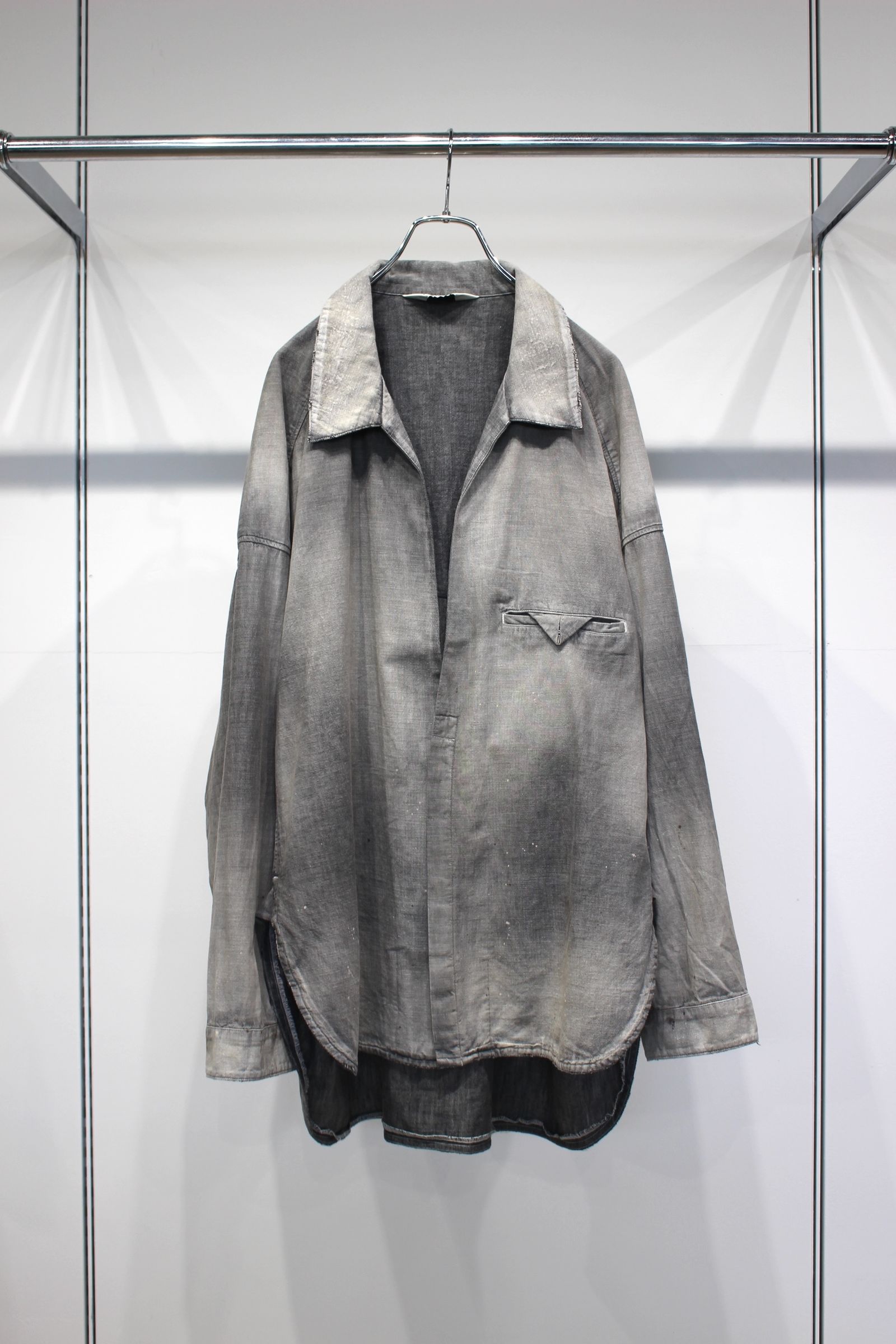 AGING CHAMBRAY LONG SHIRT | BLACK | シャンブレーシャツ