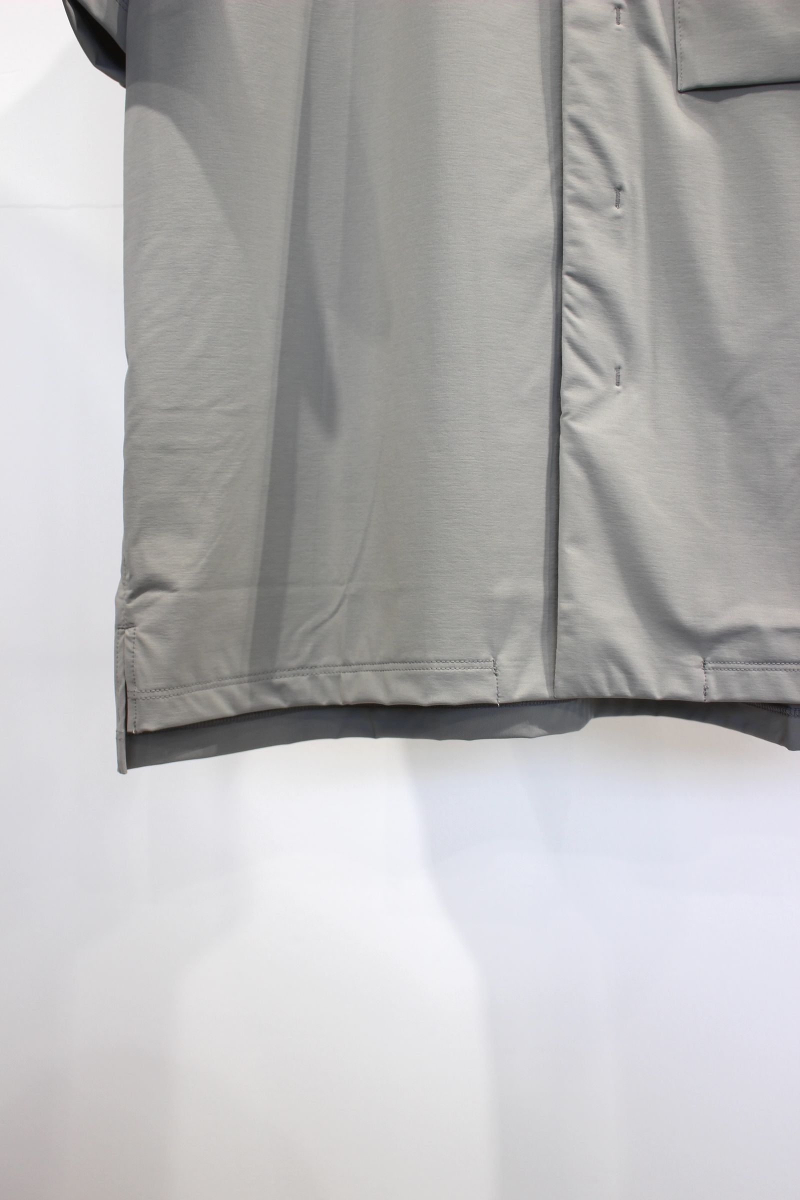 OPEN COLLAR SHIRT -solid-/LT.GRAY