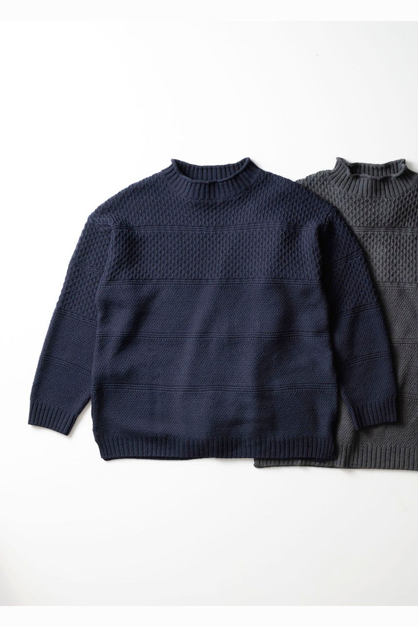 BIG SILHOUETTE WAFFLE P/O KNIT/NAVY