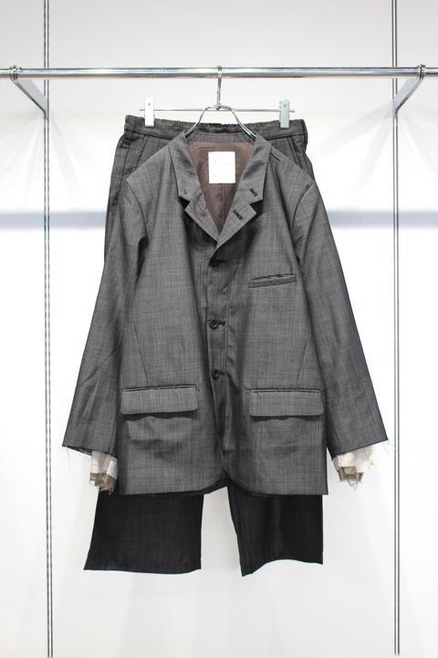 LAYERED TAILORED JACKET | HAKEME WIDE SLACKS | BLACK | セットアップ