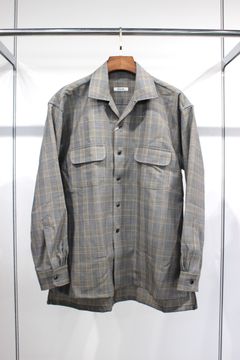 HYPER BIG FANCY PRINCE OF WALES OPEN COLLAR SHIRT/SMOKE GRAY