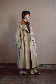 HYPER BIG GIZA GABERDINE TRENCH COAT/BEIGE