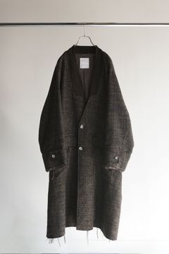 TWEED COLLARLESS COAT | BROWN | コート