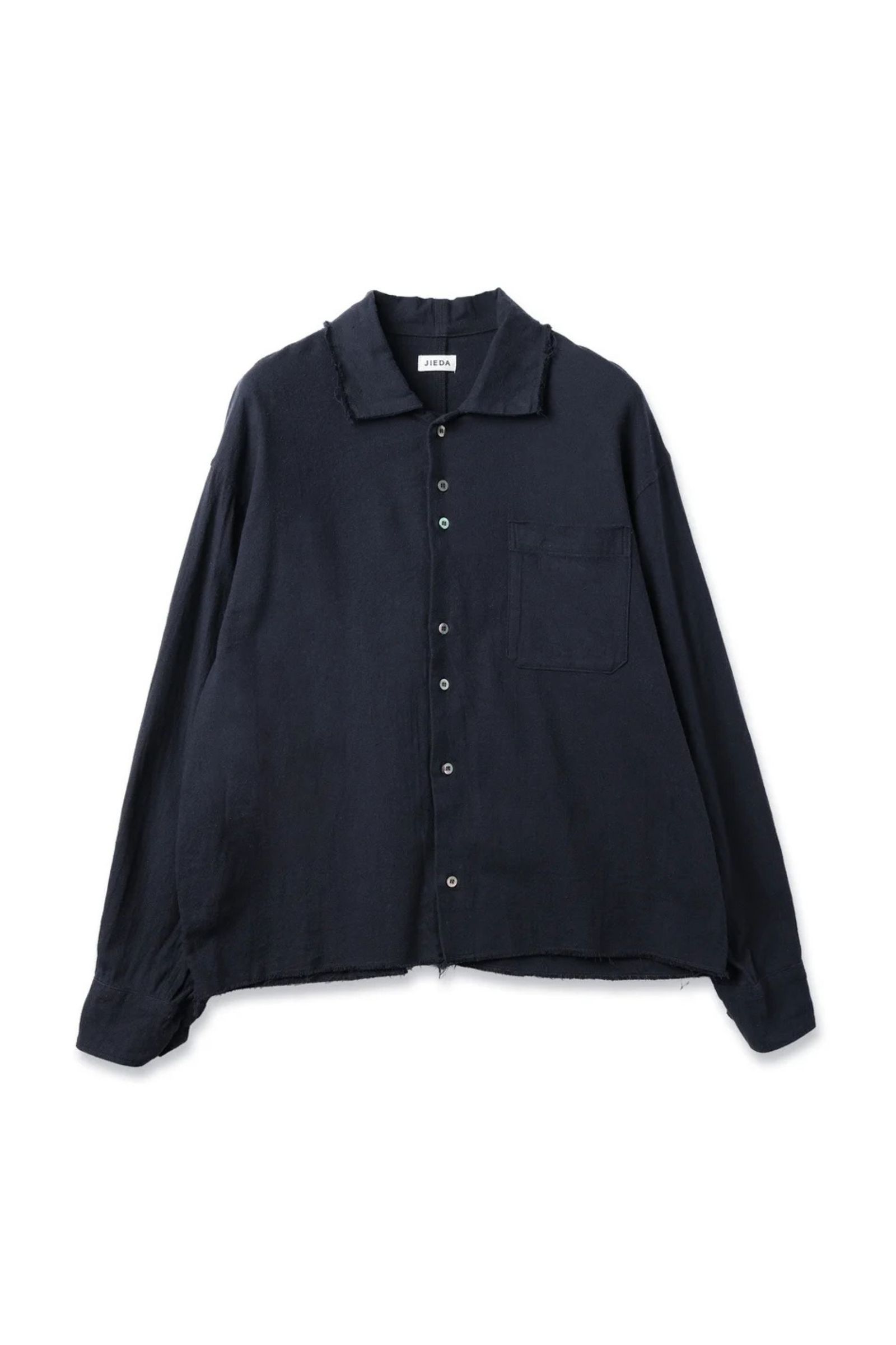 COTTON SILK CUT-OFF SHORT SHIRT | BLACK | ショートシャツ