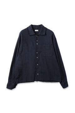COTTON SILK CUT-OFF SHORT SHIRT | BLACK | ショートシャツ