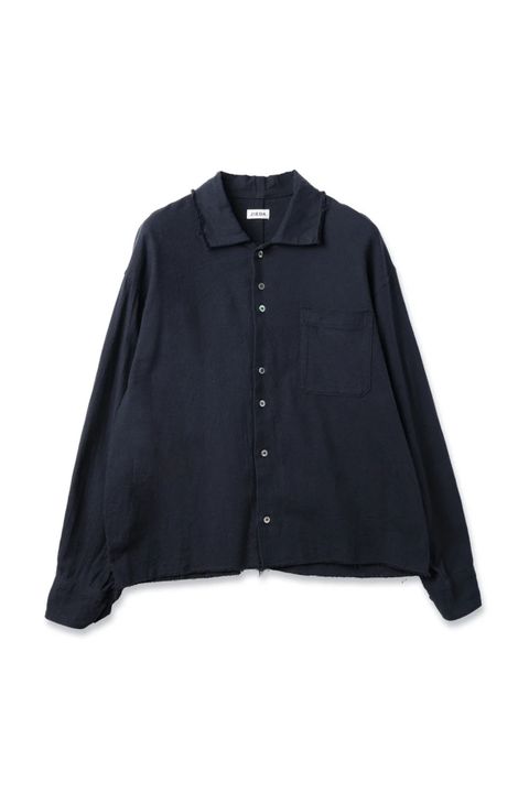 COTTON SILK CUT-OFF SHORT SHIRT | BLACK | ショートシャツ
