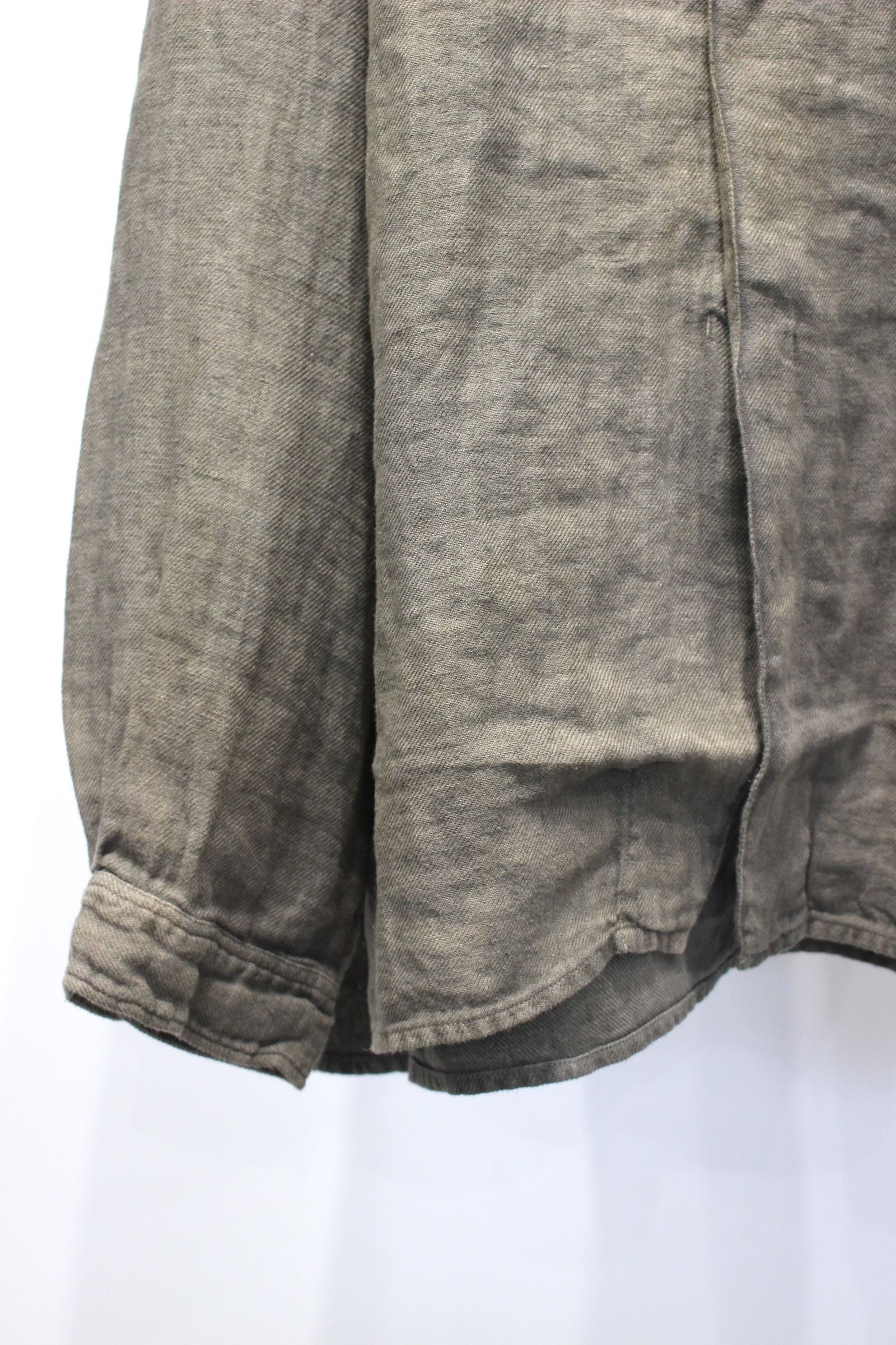 AGING LINEN CROSS-LINE SHIRT | KHAKI BEIGE | シャツ