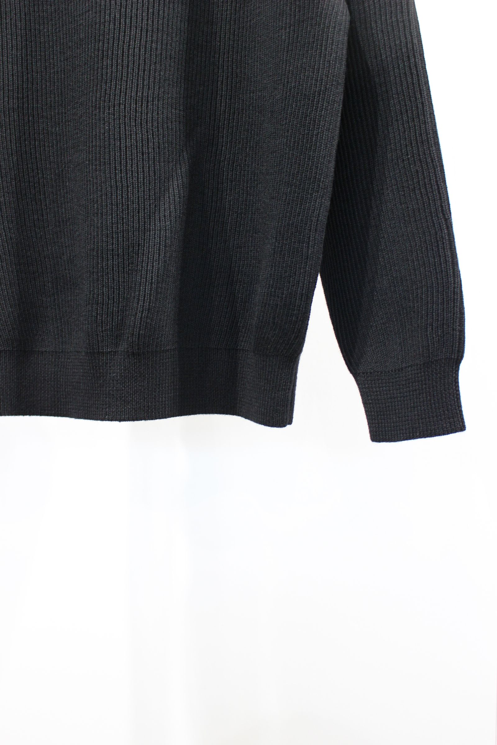 SHETLAND WOOL LOW GAGE CREW NECK KNIT/BLACK