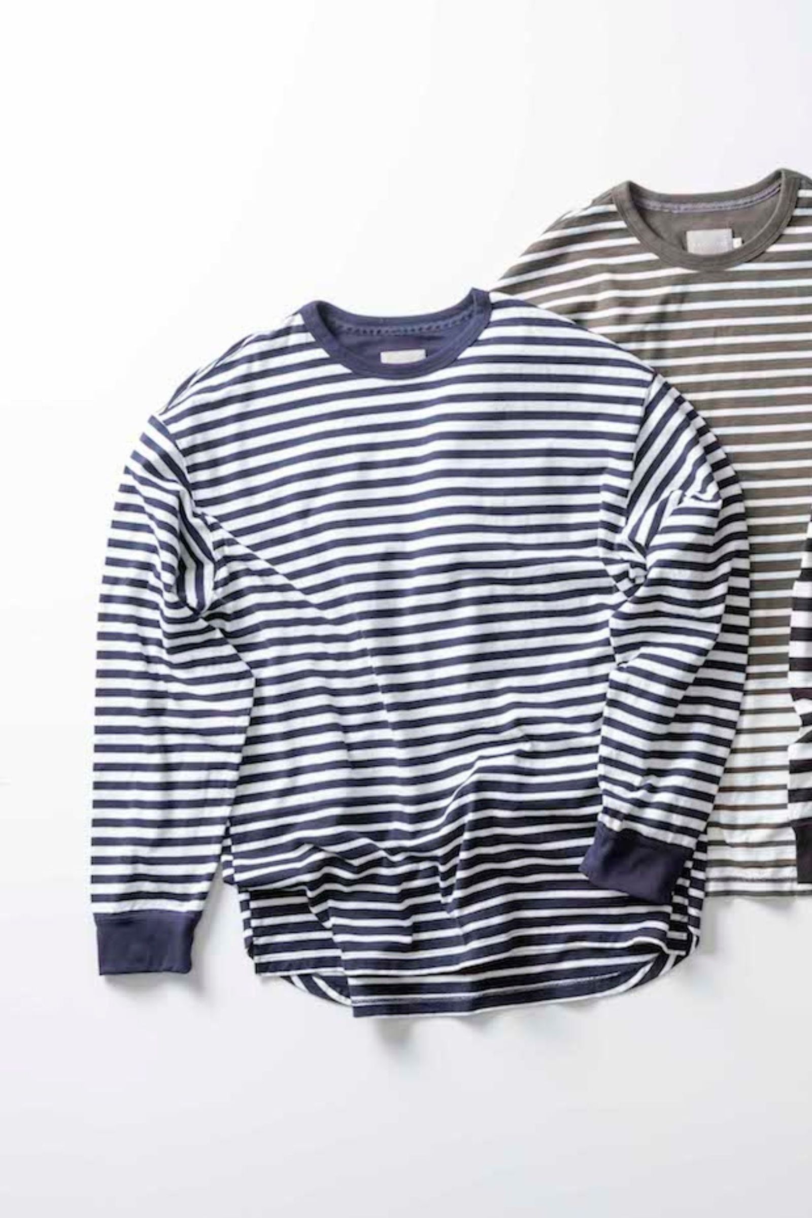 DOUBLE BORDER L/S TEE/WHITE-NAVY