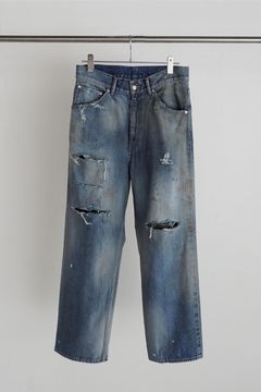 CRASH SELVEDGE DENIM STRAIGHT 5P PANTS/INDIGO