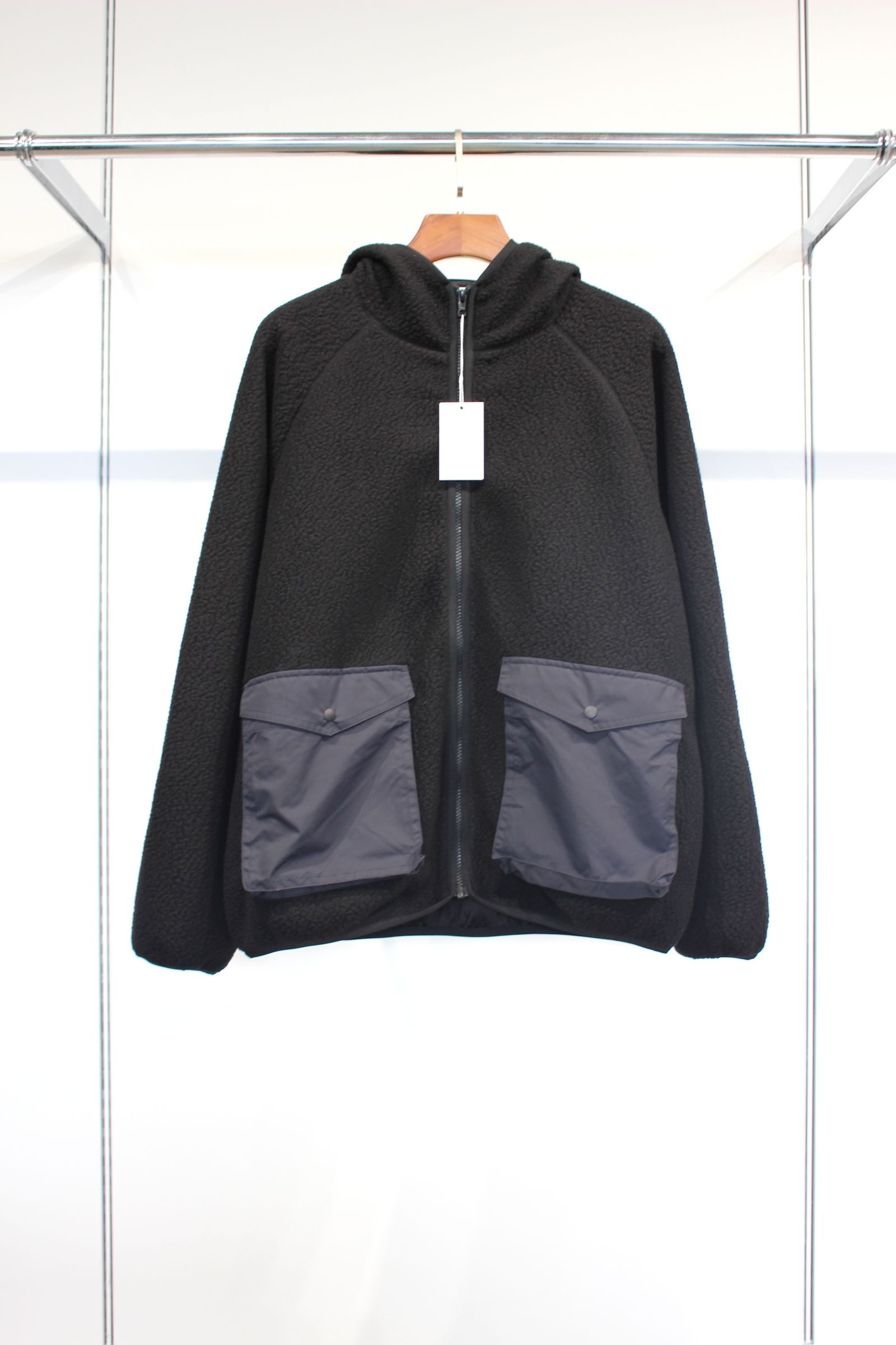 [ラスト1点] FLEECE HOODED JACKET | BLACK | フリースジャケット