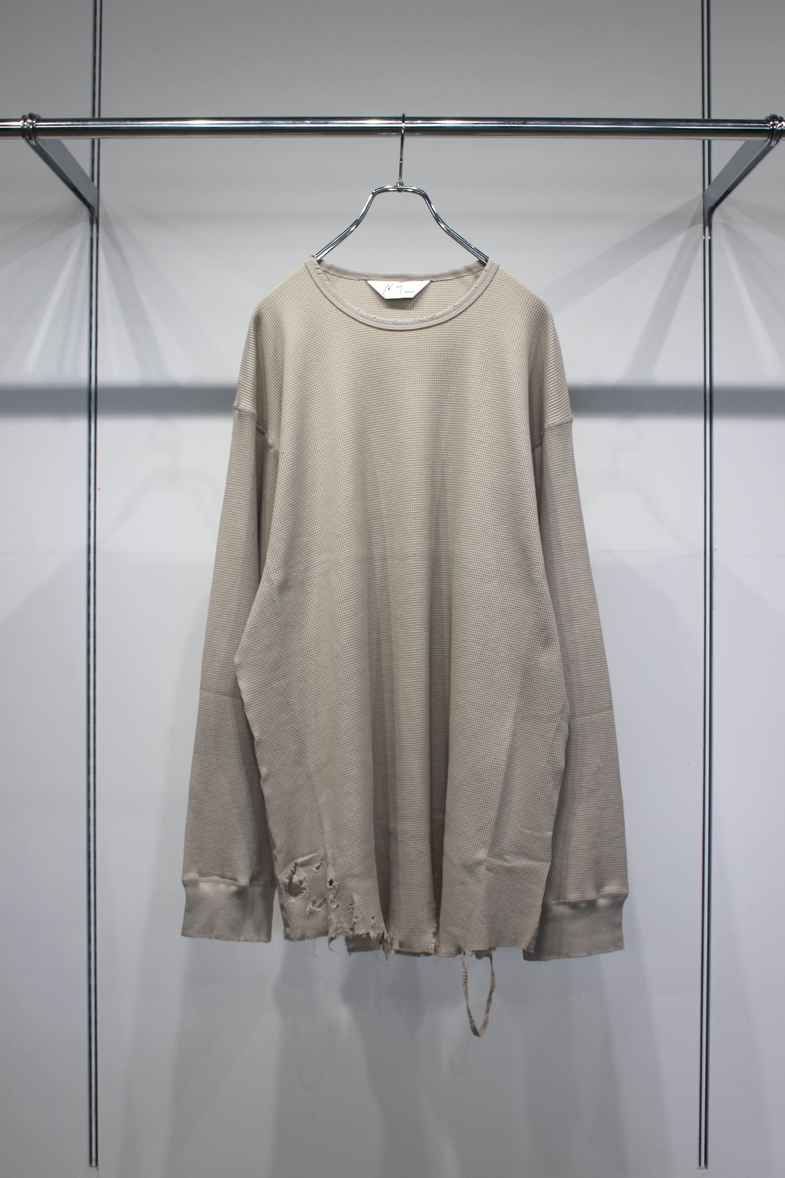 下着・アンダーウェア DAMAGE WAFFLE CREW LS T-SHIRT/GREIGE 2025AW】 ANCELLM (アンセルム) 