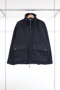 RECYCLED WOOL TUBE-NECK BLOUSON/NAVY