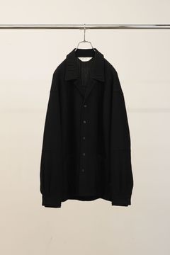 WRINKLED STRIPE SHIRT | BLACK | シャツジャケット