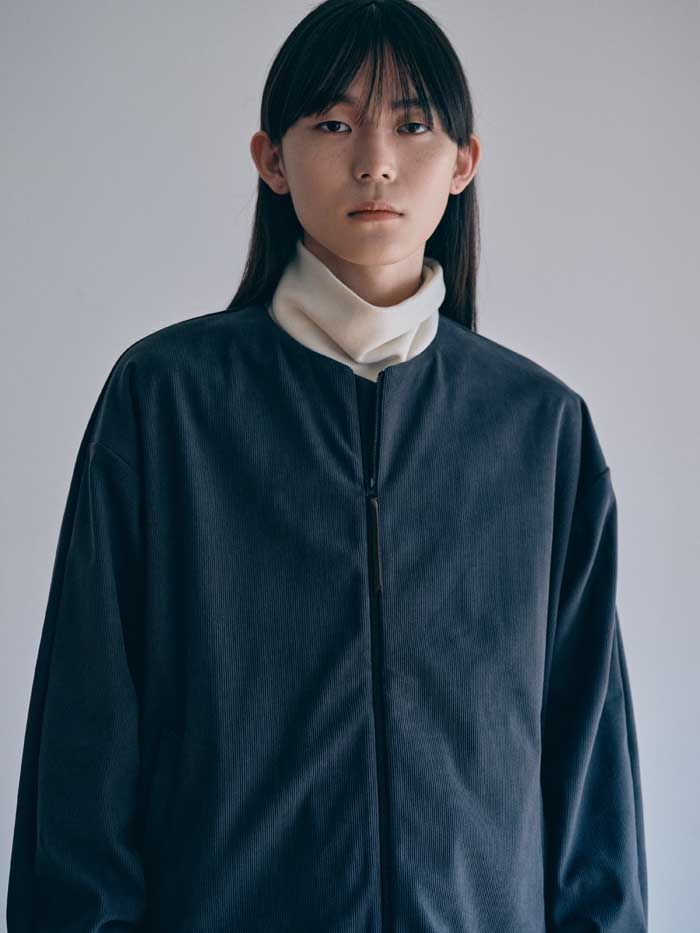 TRICOT CORDUROY COLLARLESS BLOUSON | CADET BLUE | コーデュロイブルゾン