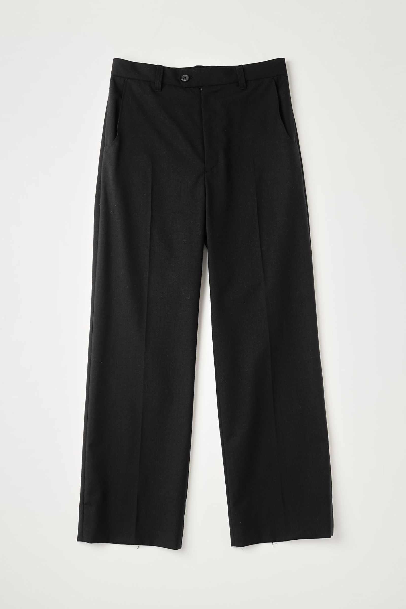 WOOL CALM SKIN STRAIGHT TROUSERS : DELTA SHAPE | BLACK | スラックス