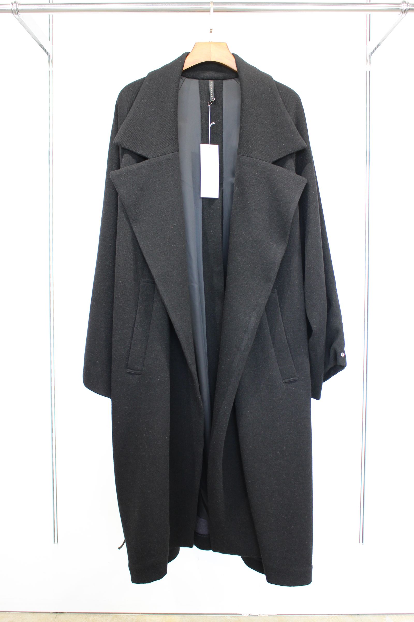 my beautiful landlet - RECYCLED MELANGE WOOL KNIT LONG COAT/BLACK | NapsNote