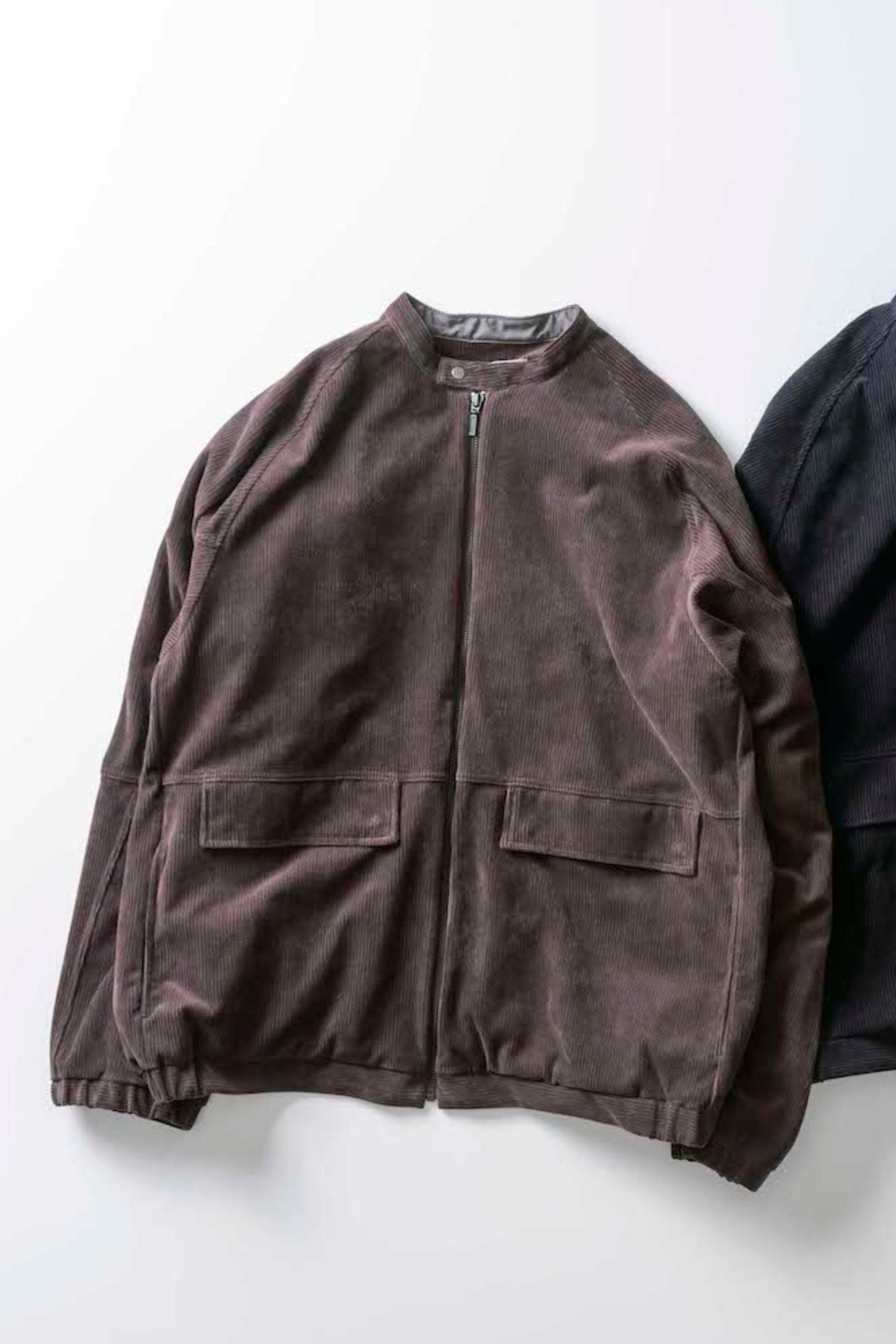 KNIT CORDUROY ZIP-UP BLOUSON/ROOTBEER