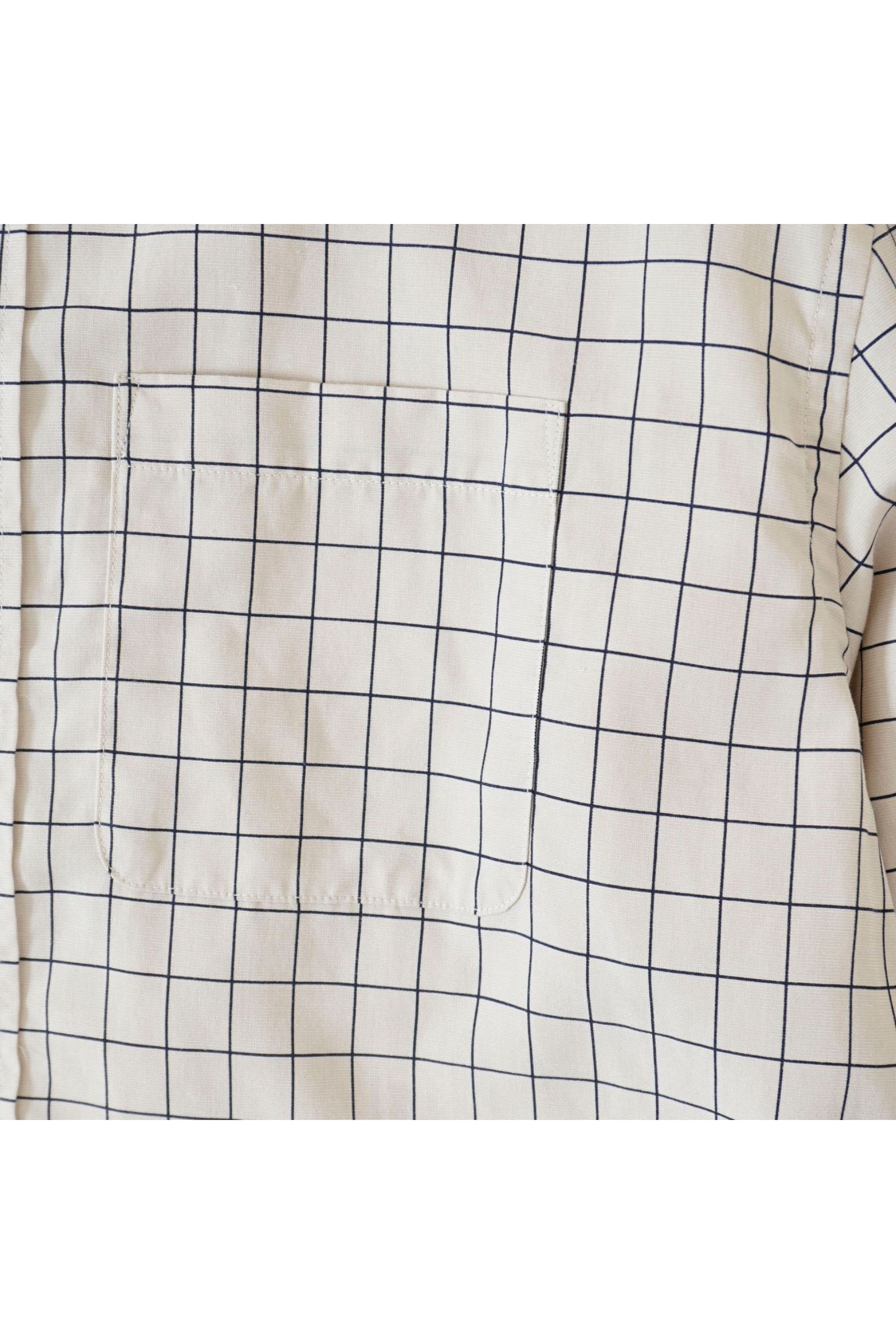 LINEN WINDOWPANE CHECK S/S SHIRT/BEIGE
