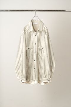 STRIPE BOXY WORK SHIRT | IVORY | シャツ