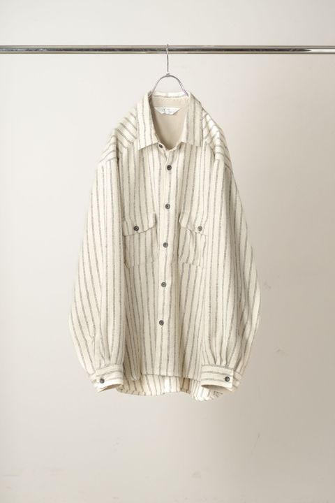 STRIPE BOXY WORK SHIRT | IVORY | シャツ