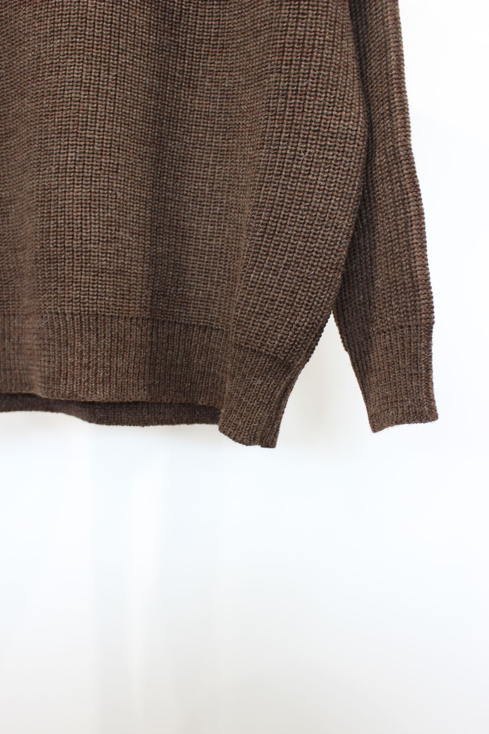 INTERIM - NATURAL WOOL HEAVY FISHERMAN ROLL NECK SWEATER/NATURAL