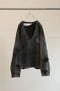 HARD CRASH SWEAT SHIRT | BLACK | ダメージスウェット