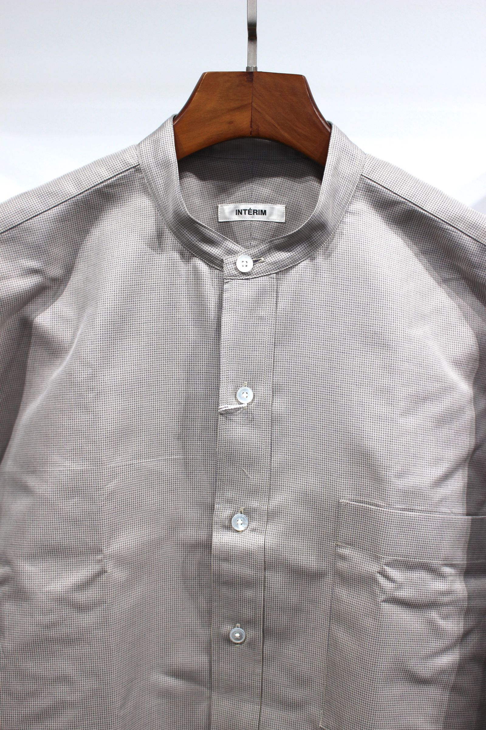 HYPER BIG COTTON SILK LATTICE STAND COLLAR SHIRT | BEIGE | シャツ