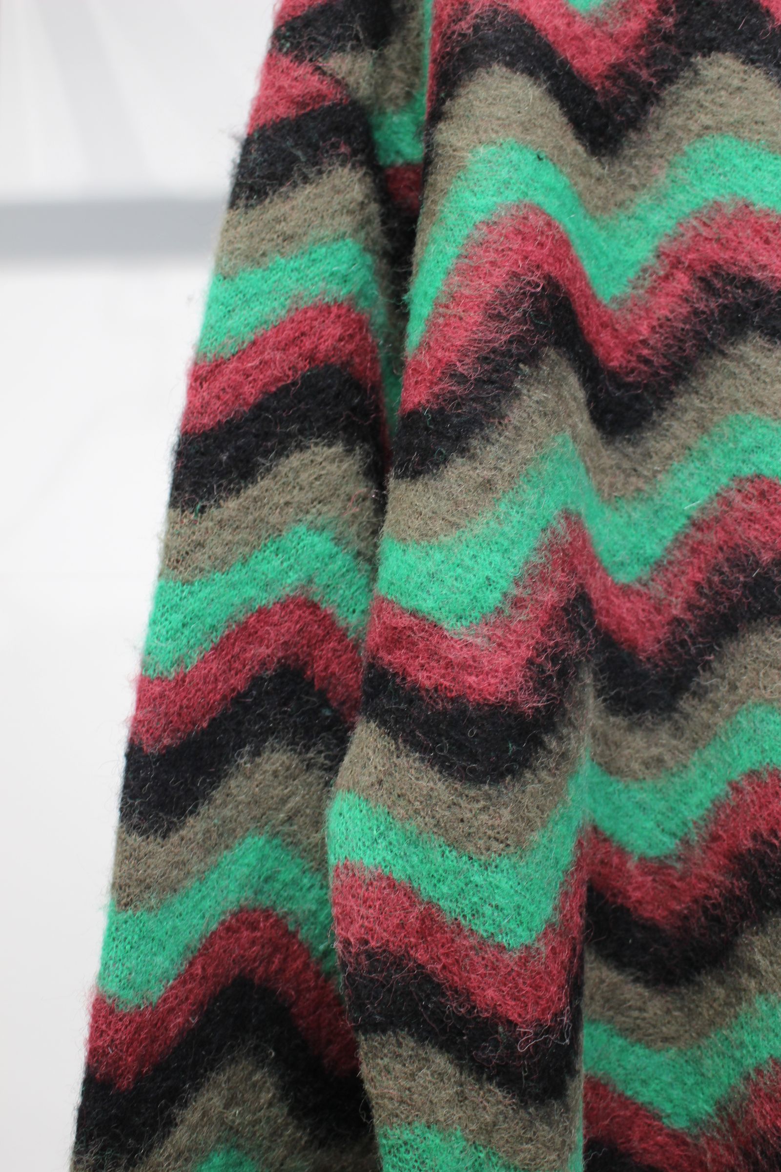 Wave Mohair Knit | GREEN - BLACK | ダメージニット