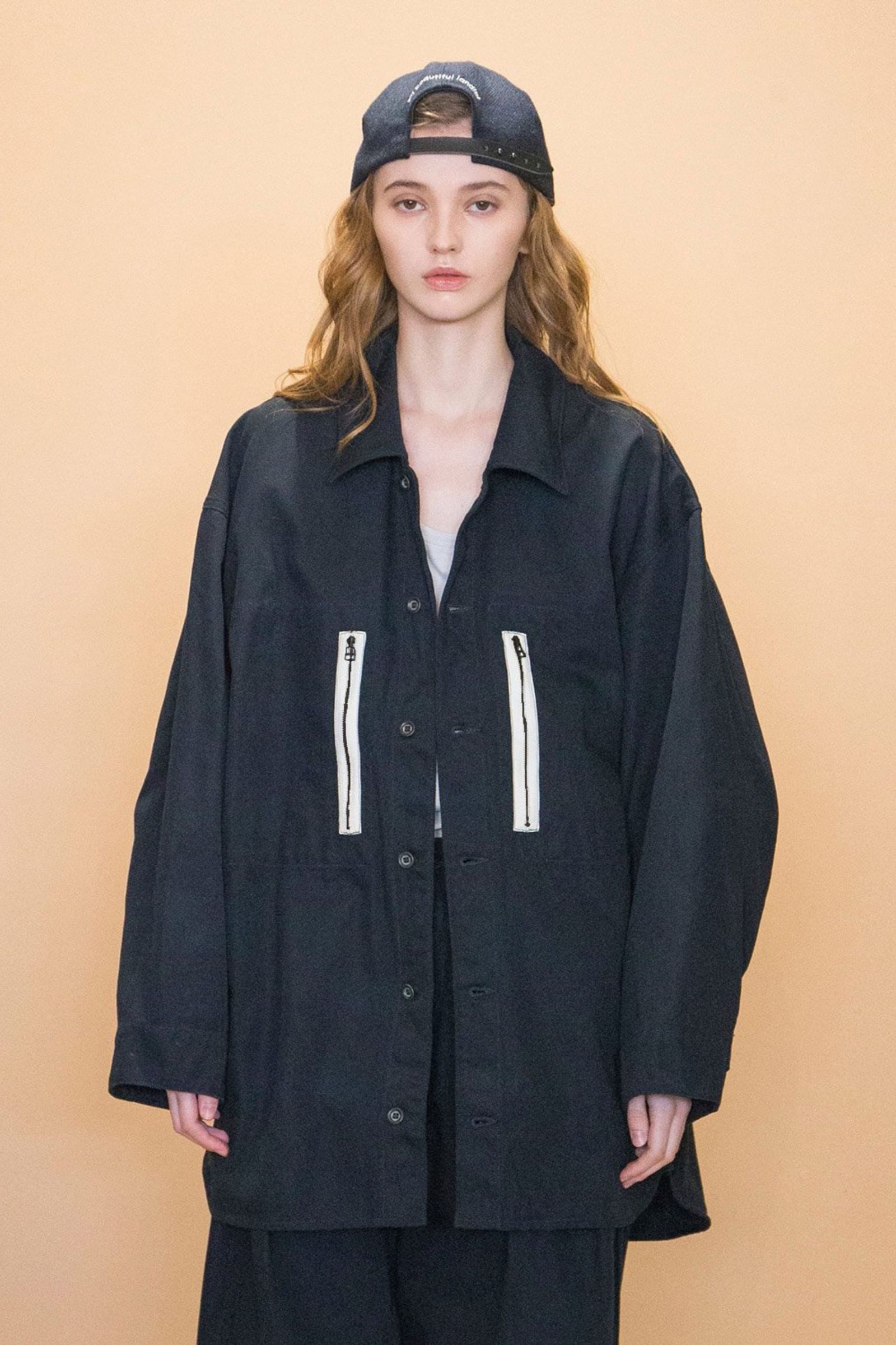 my beautiful landlet - MILITARY CLOTH OVERSIZE SHIRT/NAVY