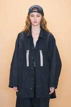 MILITARY CLOTH OVERSIZE SHIRT/NAVY