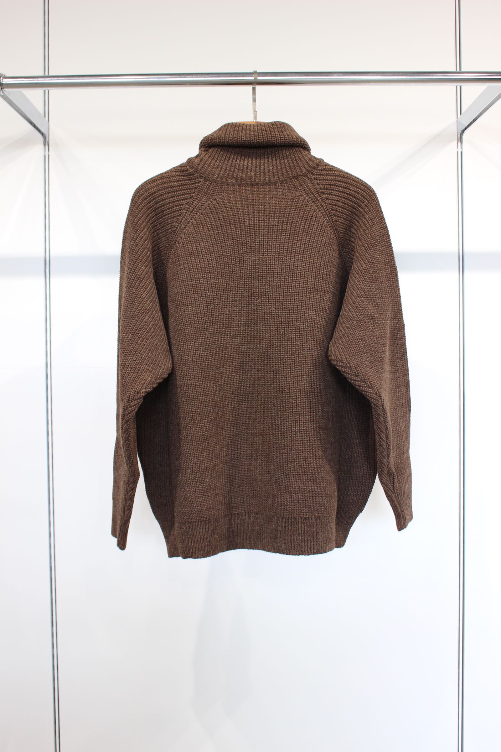 INTERIM - NATURAL WOOL HEAVY FISHERMAN ROLL NECK SWEATER/NATURAL