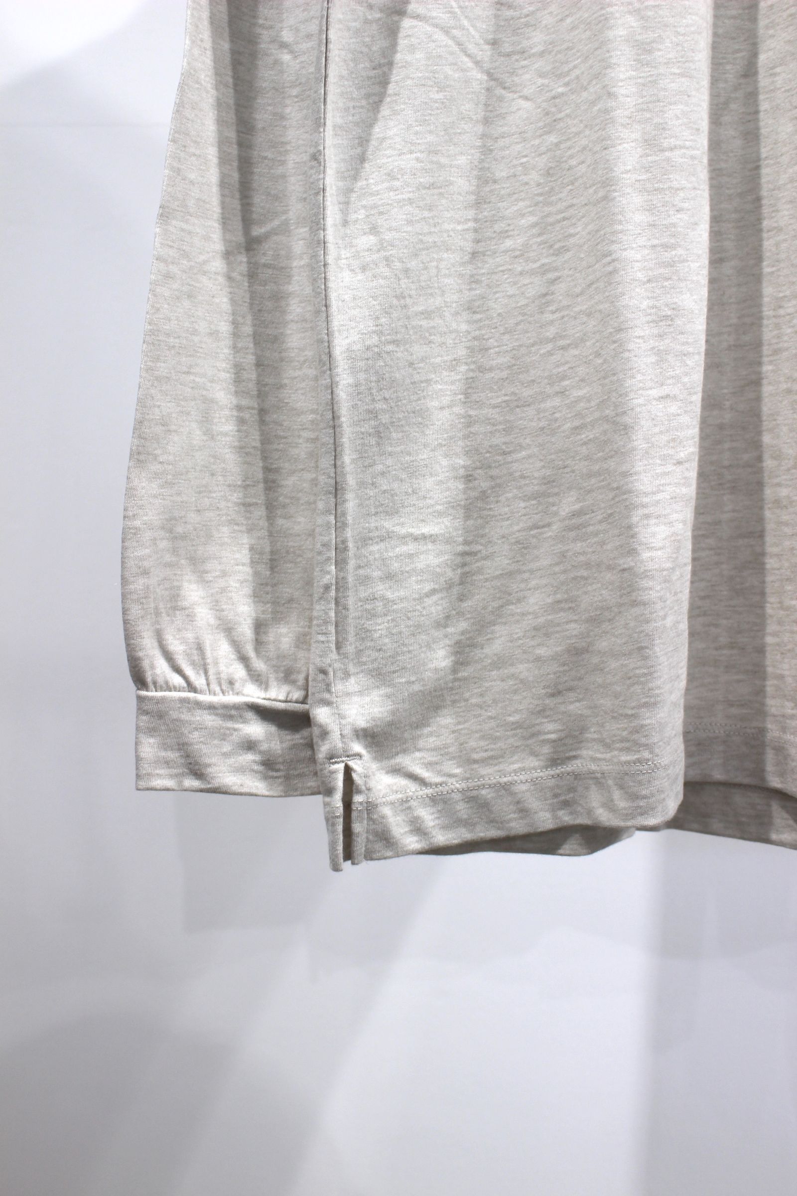 CASHMERE BLENDED MOCK NECK L/S TEE/OATMEAL
