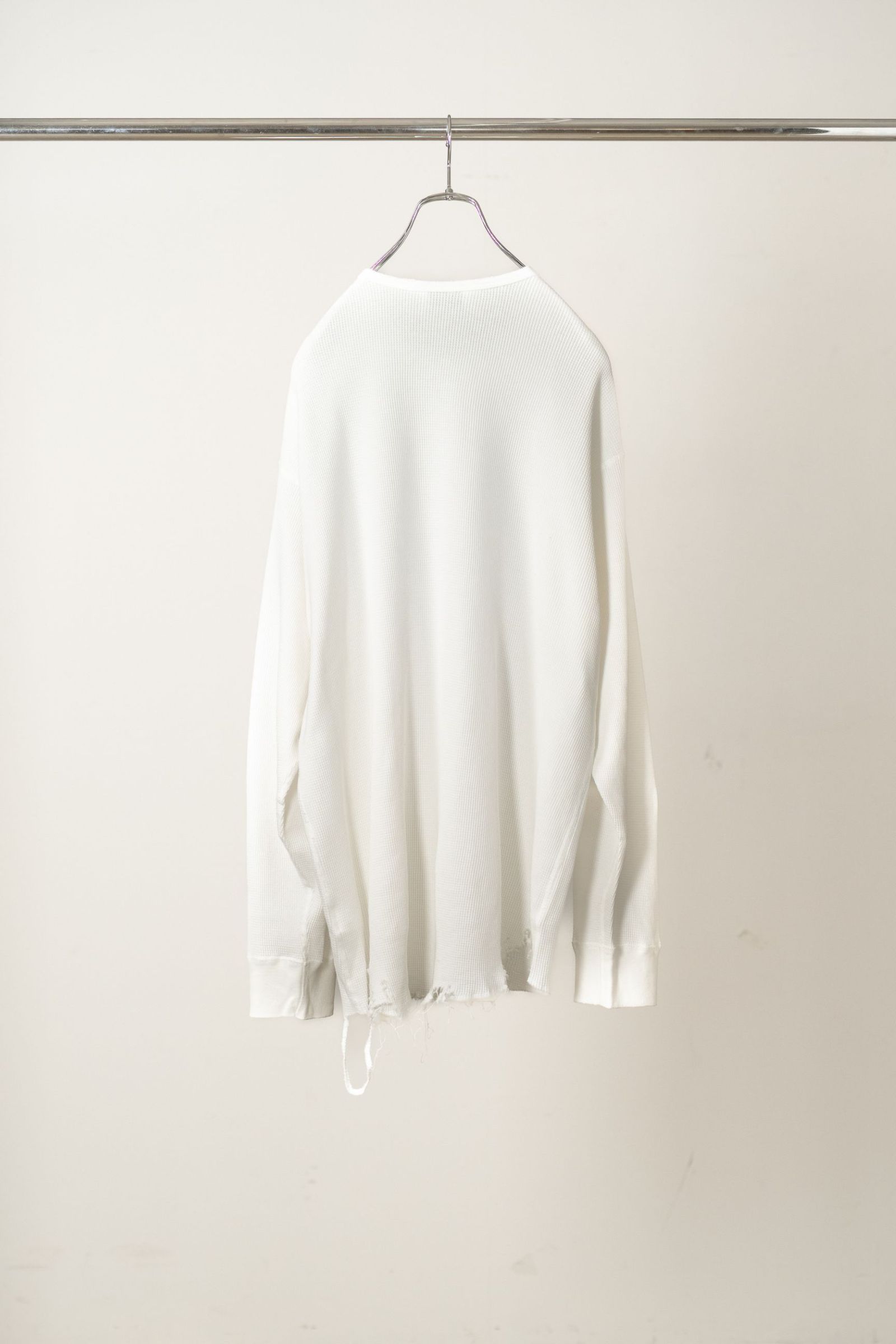 DAMAGE WAFFLE CREW LS | WHITE | カットソー
