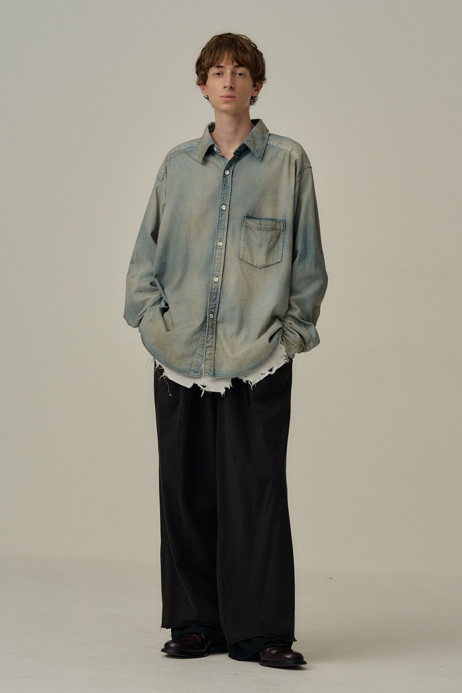 [ラスト1点] DRAPE WIDE EASY CUT SLACKS | BLACK | スラックス
