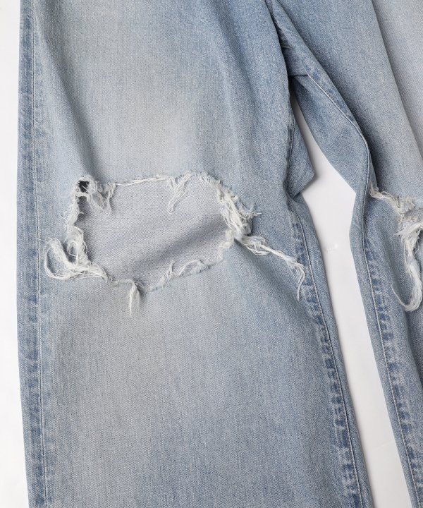 DAMAGE ONE TUCK WIDE STRAIGHT DENIM/ストレートパンツ（デニム）/インディゴ