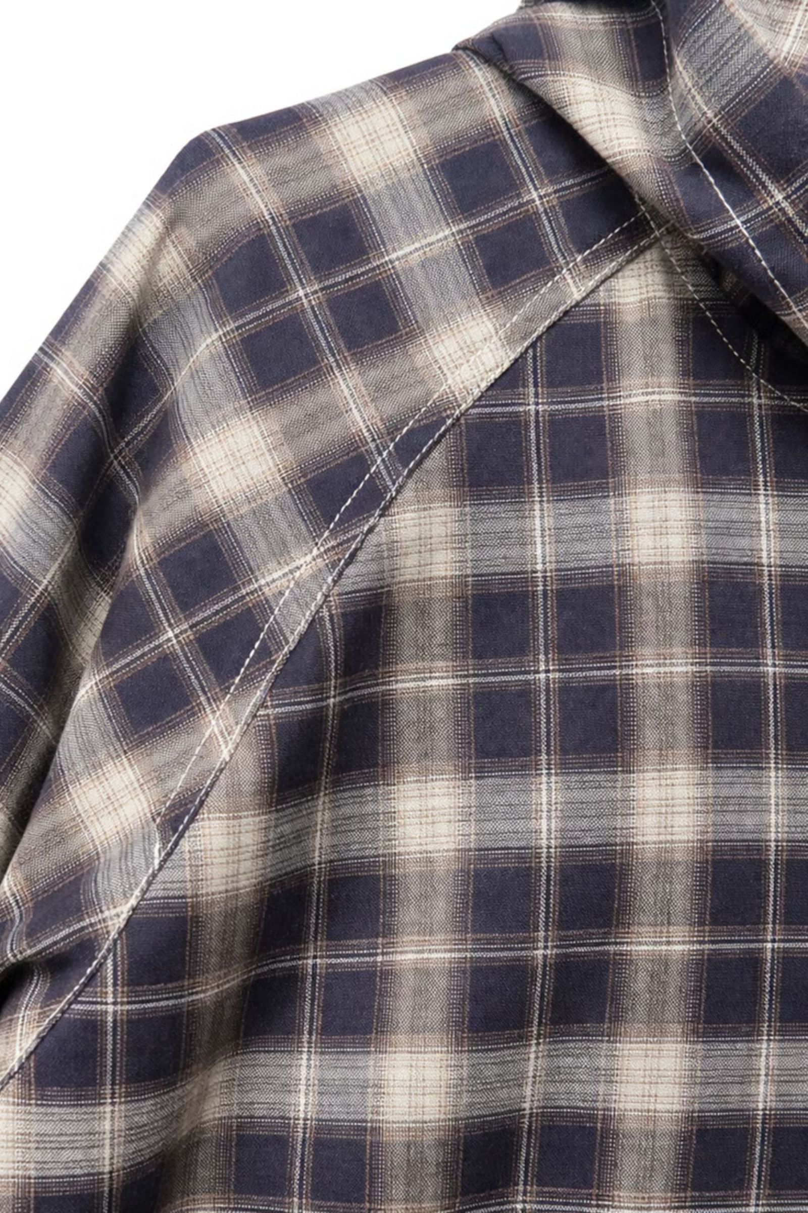 Tech Check Hooded Ventilation Shirt | NAVY | フードシャツ